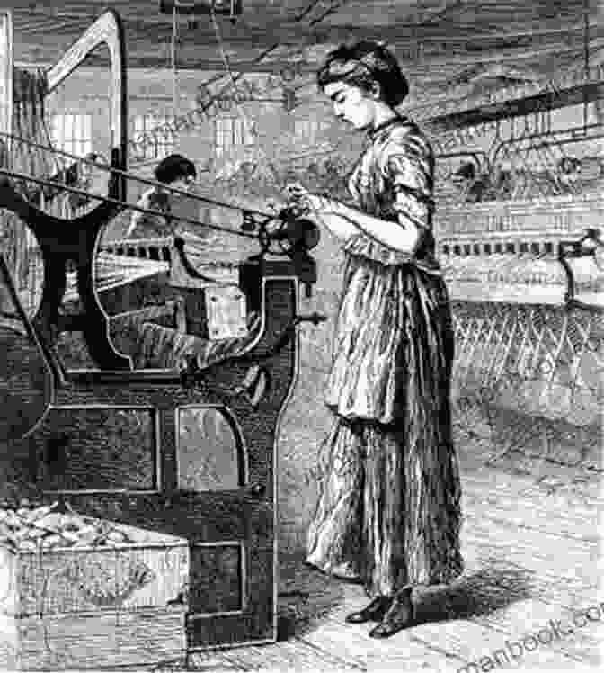 A Painting Depicting A Girl Working In A Factory In The 19th Century. She Is Wearing A Simple Dress And Has Her Hair Tied Up In A Bun. She Is Standing At A Machine, Operating It. The Evolution Of A Girl